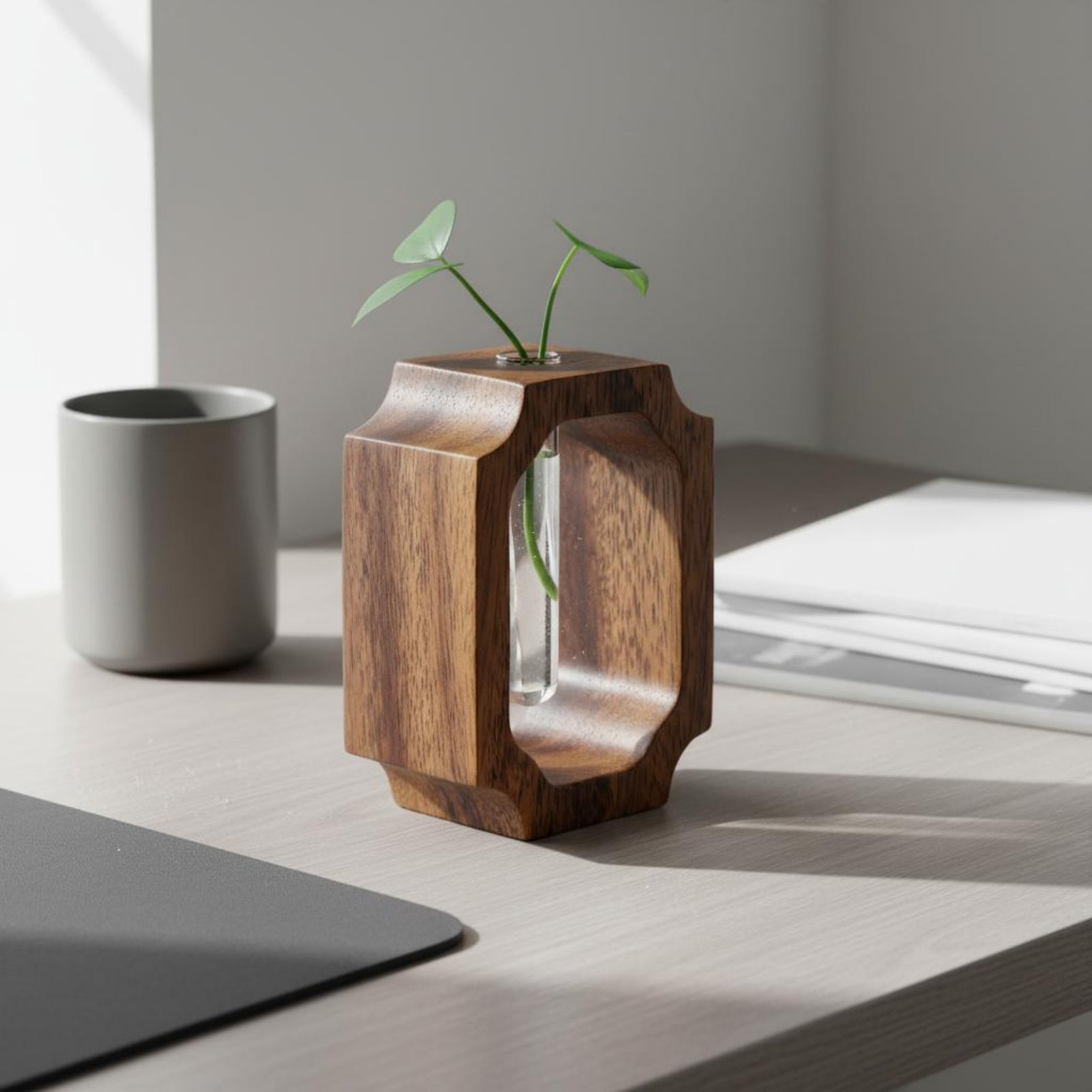 Vas Kayu Walnut Mudah Dibersih - Propagation Station Vase ulasan dan harga